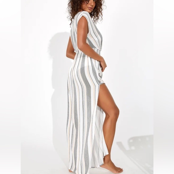 Lulus Coastal Grooves Striped Cover-Up Maxi Dress - Picture 3 of 6